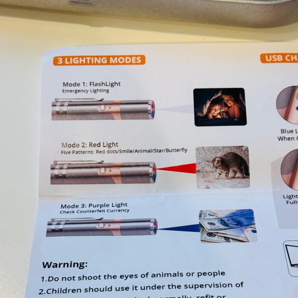 Cat Laser Toy NWOT Kitten Feline toys Silver handheld laser device  exercise toy - Picture 4 of 12